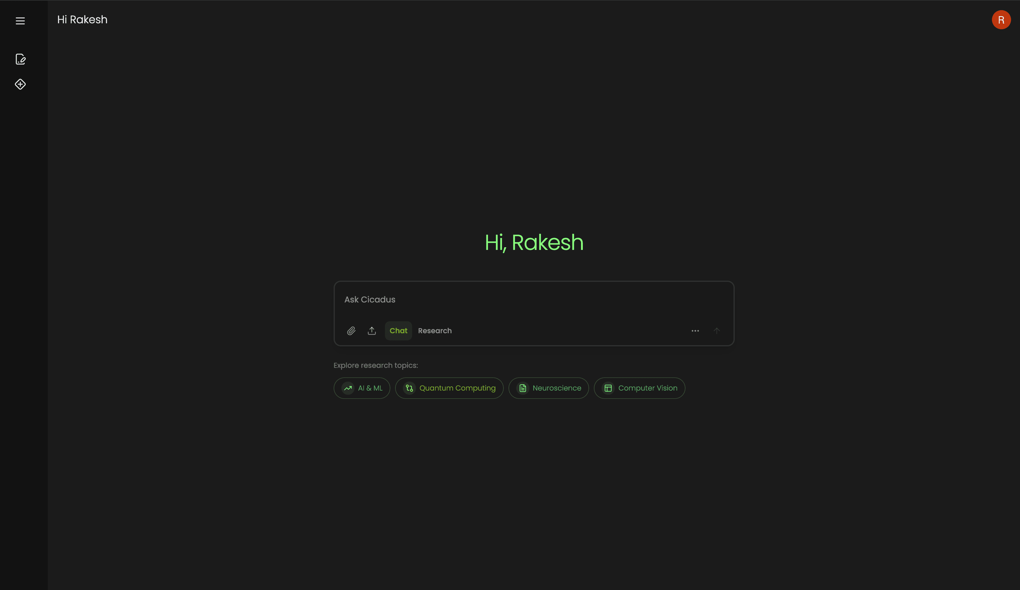 Cicadus App Interface - Research View